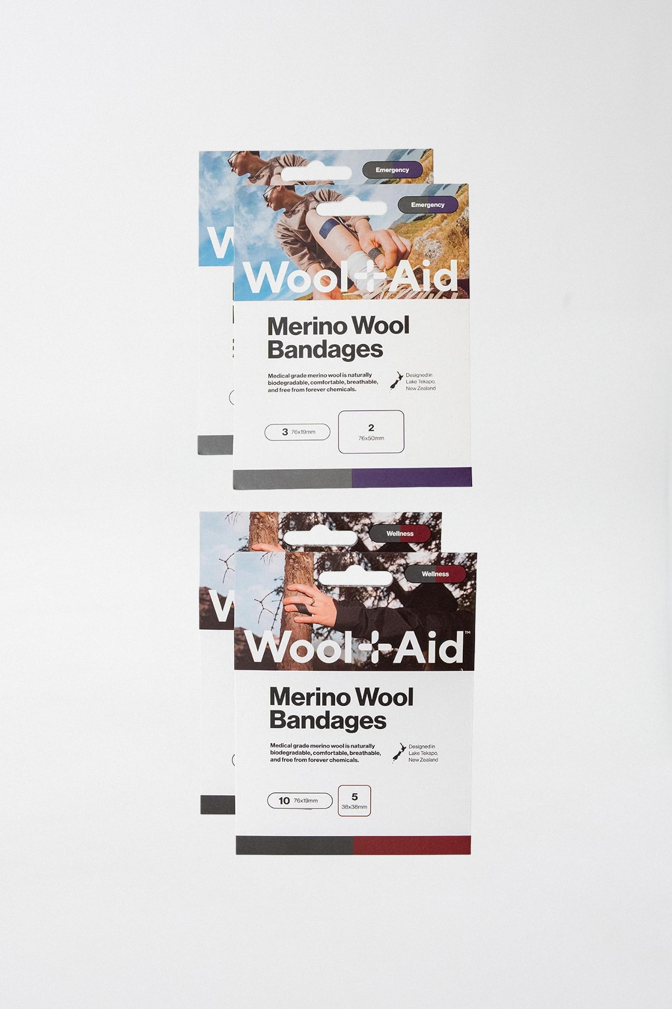 Merino Wool Bandages - Wellness + Emergency 4-Pack Bundle